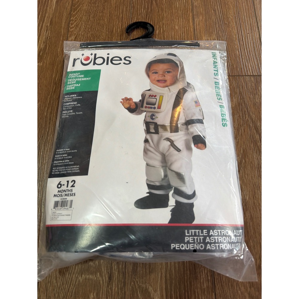 Rubies Little Astronaut Infant Costume 6-12 Months White Jumpsuit Set 510530
